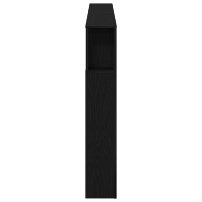 Opbevaringshovedgærde Med Led-Lys Sort Eg 180X18,5X103,5 Cm