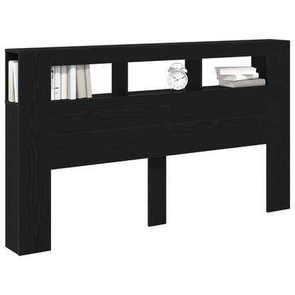 Opbevaringshovedgærde Med Led-Lys Sort Eg 180X18,5X103,5 Cm