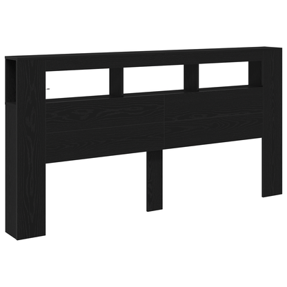 Opbevarings Hovedgærde Med Led Lys Sort Eg 200X18,5X103,5 Cm