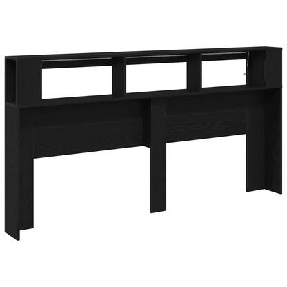 Opbevarings Hovedgærde Med Led Lys Sort Eg 200X18,5X103,5 Cm