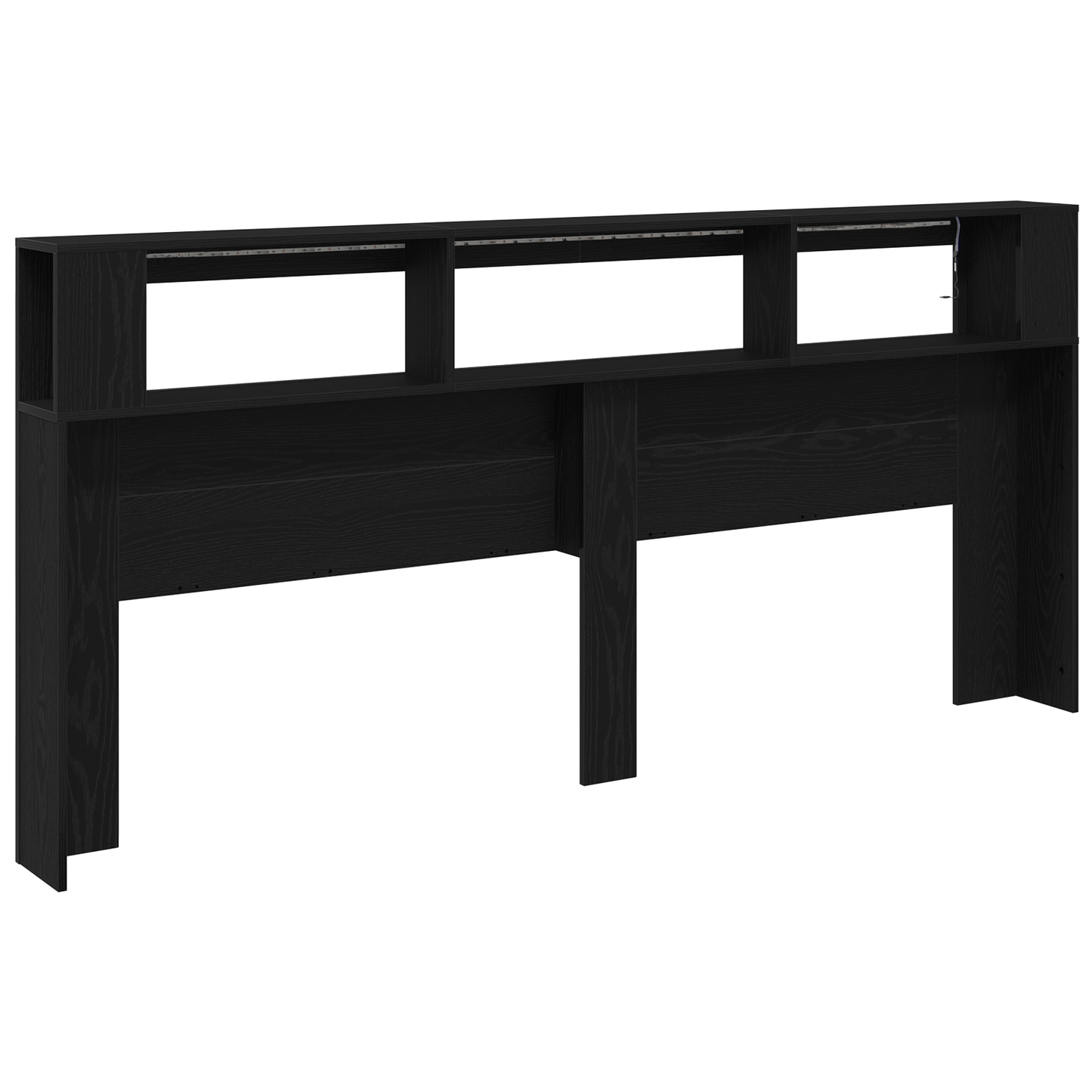 Opbevarings Hovedgærde Med Led Lys Sort Eg 220X18,5X103,5 Cm