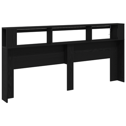Opbevarings Hovedgærde Med Led Lys Sort Eg 220X18,5X103,5 Cm