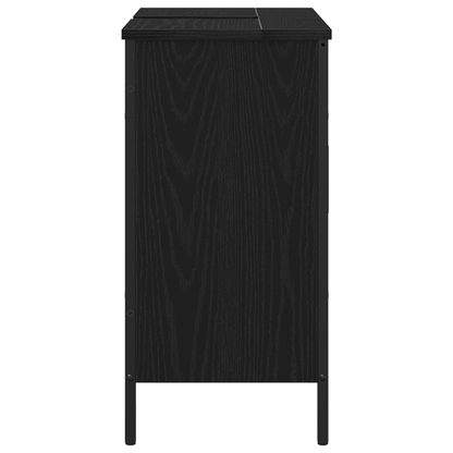 Badeværelsesvaskeskab Sort Eg 60 X 30 X 60 Cm Konstrueret Træ