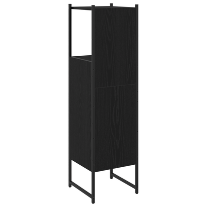 Badeværelsesskab Sort Eg 33 X 33 X 120,5 Cm Konstrueret Træ