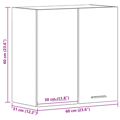 Sort Eg Hængeskab 60X31X60 Cm Lavet Af Konstrueret Træ