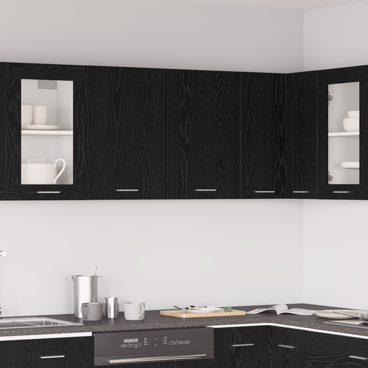 Sort Eg Hængeskab - 80X31X60 Cm - Lavet Af Konstrueret Træ