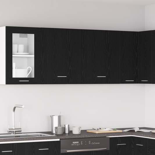 Hængende Skabe - 2 Pak - Sort Eg, 100X31X60 Cm - Fremstillet Af Konstrueret Træ