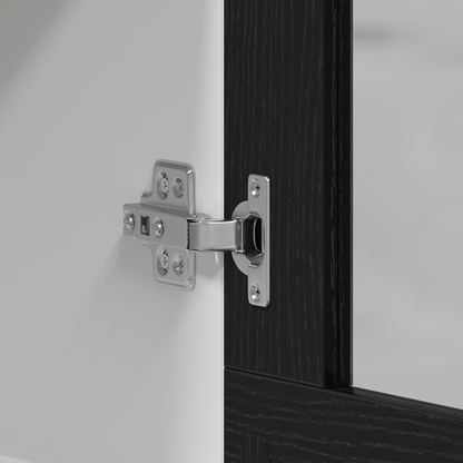 Sort Eg Hængende Glaskabinet 80X31X60 Cm Fremstillet Af Konstrueret Træ