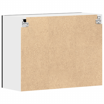 Sort Eg Hængende Glaskabinet 80X31X60 Cm Fremstillet Af Konstrueret Træ