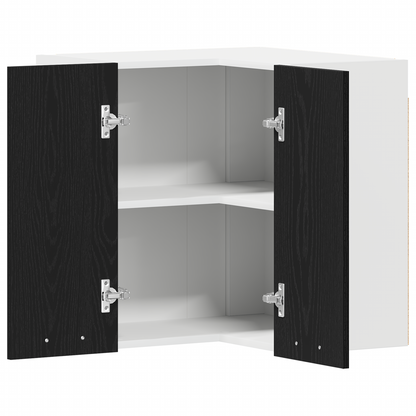 Hængende Hjørneskab - Sort Eg - 57X57X60 Cm - Fremstillet Af Konstrueret Træ