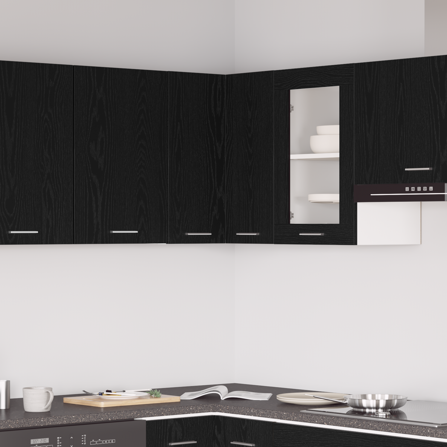 Hængende Hjørneskab - Sort Eg - 57X57X60 Cm - Fremstillet Af Konstrueret Træ