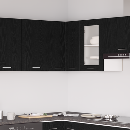 Hængende Hjørneskab - Sort Eg - 57X57X60 Cm - Fremstillet Af Konstrueret Træ