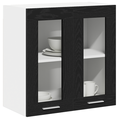 Hængende Glas Skab I Sort Egetræ - 60X31X60 Cm