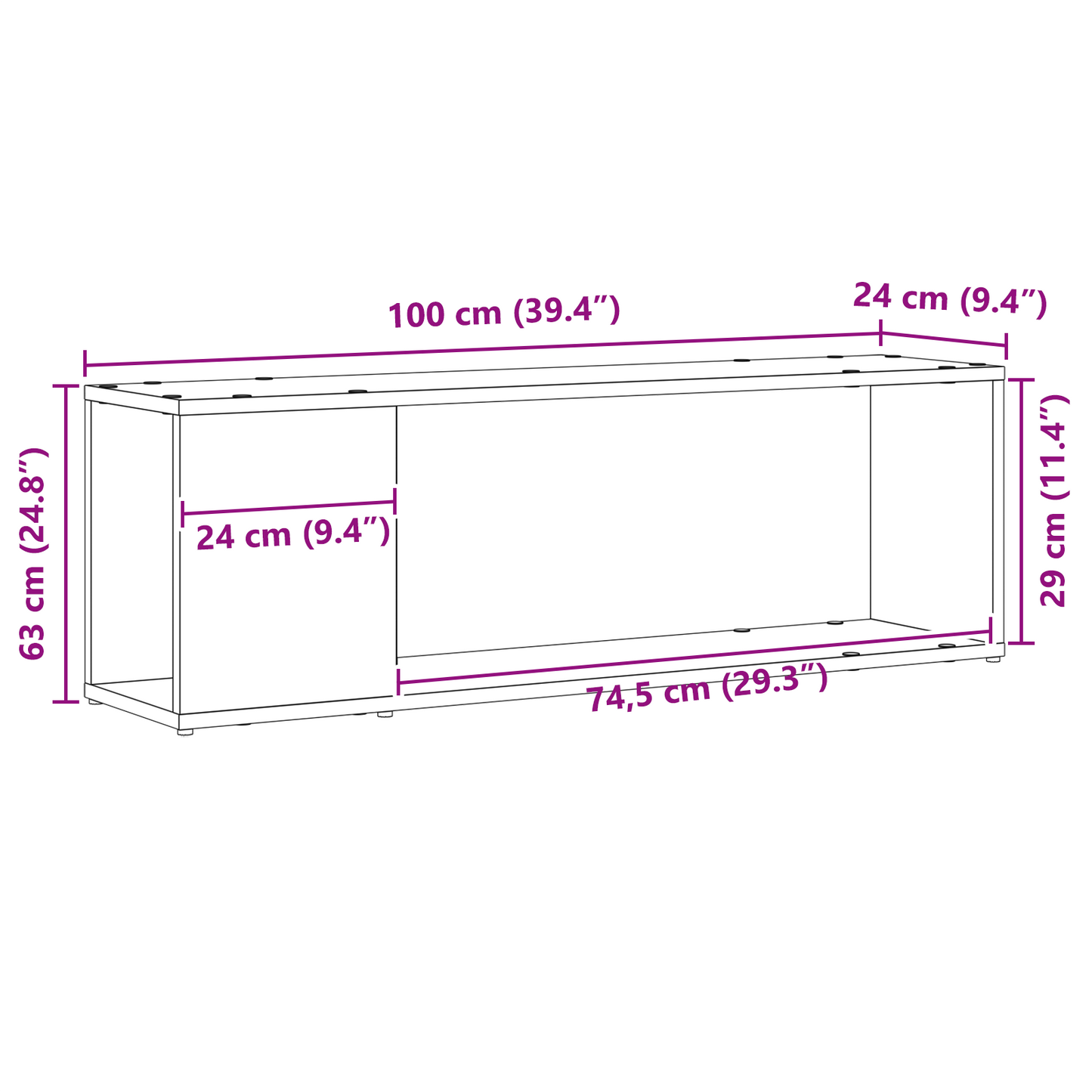 Underholdningscenter Sort 100 X 24 X 32 Cm Konstrueret Træ