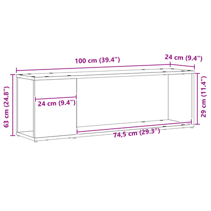 Underholdningscenter Sort 100 X 24 X 32 Cm Konstrueret Træ