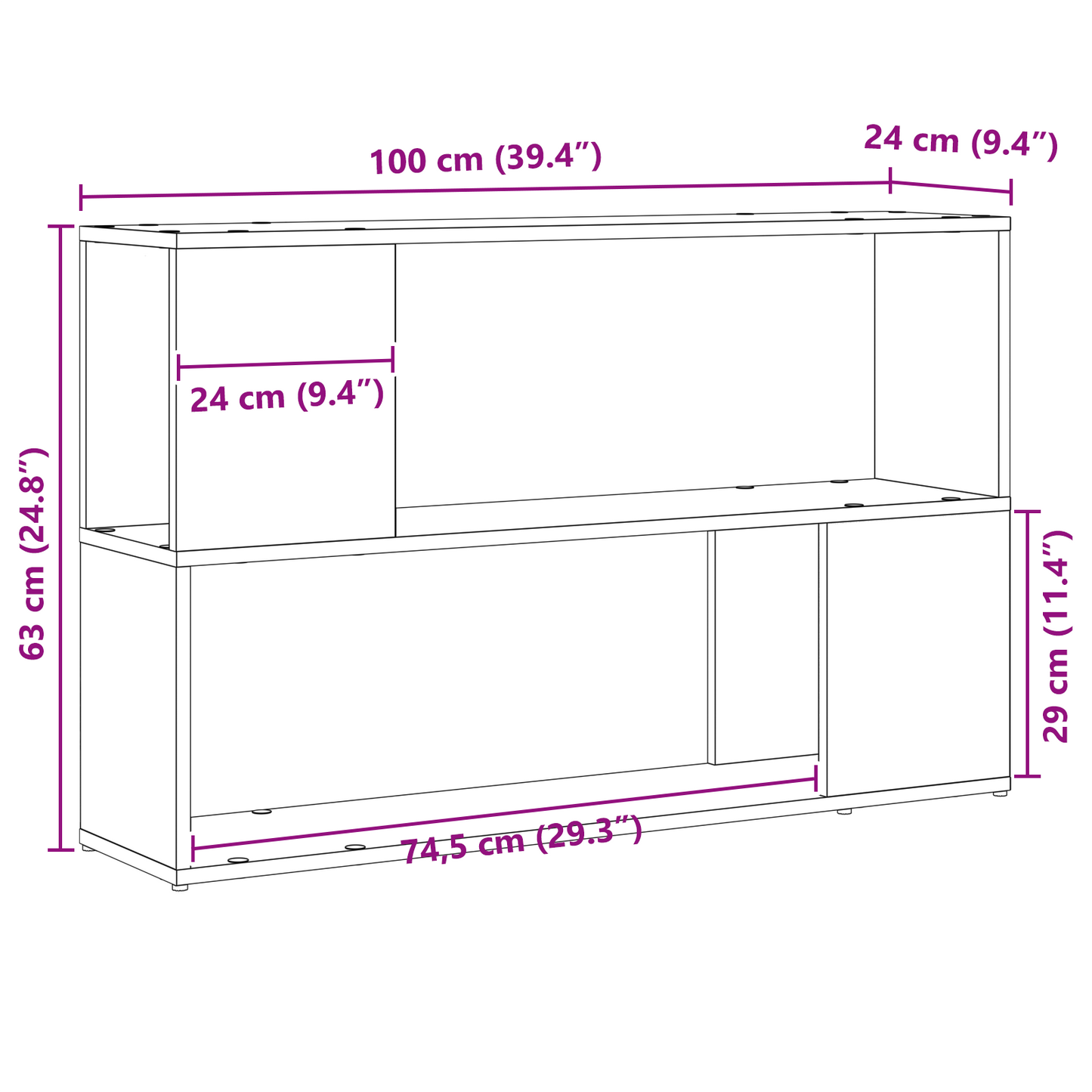 Underholdningscenter Sort 100 X 24 X 63 Cm Konstrueret Træ