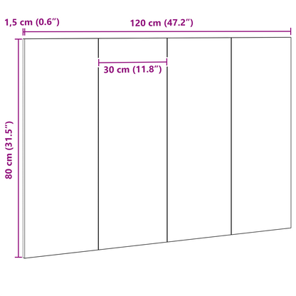 Seng Hovedgærde Sort Eg 120X1,5X80 Cm Konstrueret Træ