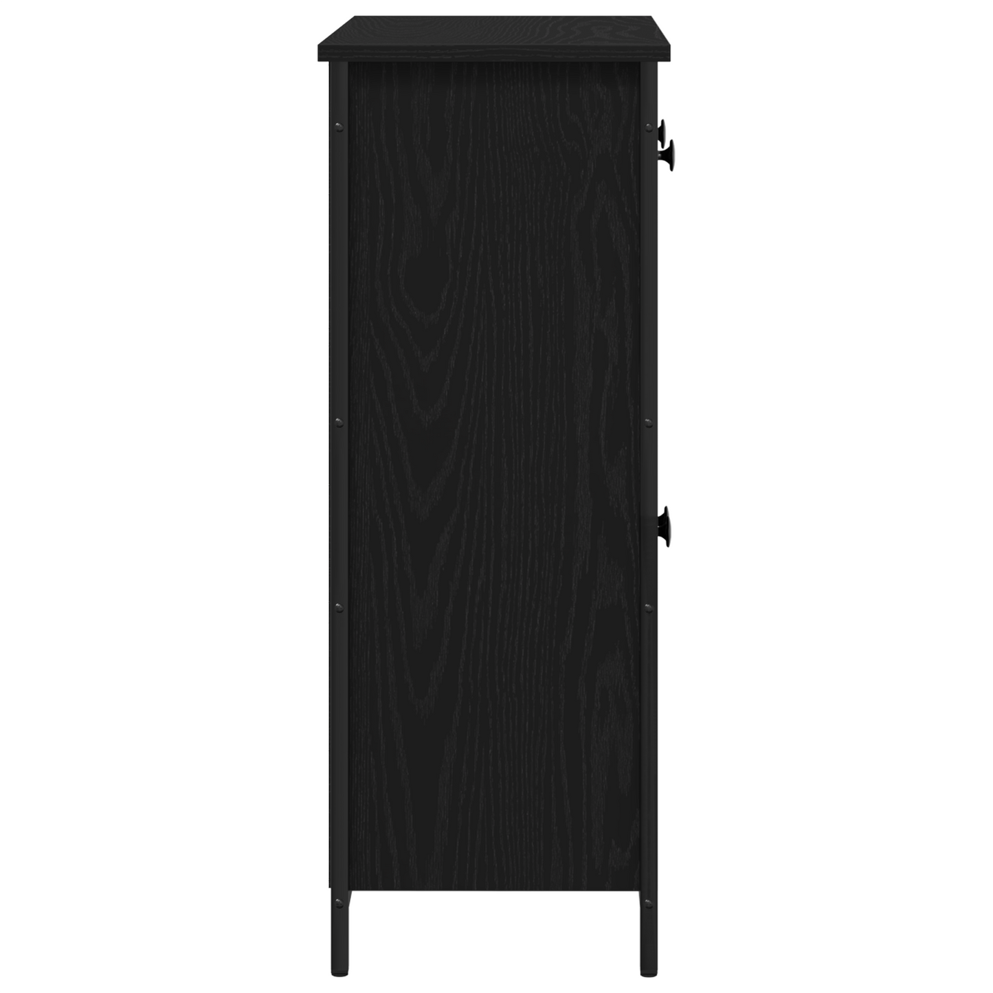 Sideboard Med Skuffe Sort Eg 70 X 30 X 80 Cm Konstrueret Træ