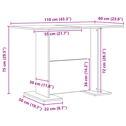 Spisebord Sonoma Eg 110X60X75 Cm Konstrueret Træ