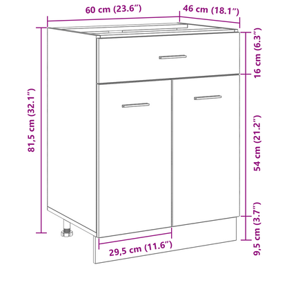 Sort Eg Skuffebundskab - 60X46X81.5 Cm Lavet Af Konstrueret Træ