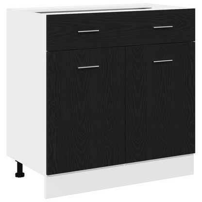 Skab Med Skuffe I Sort Eg, 80X46X81.5 Cm, Lavet Af Konstrueret Træ