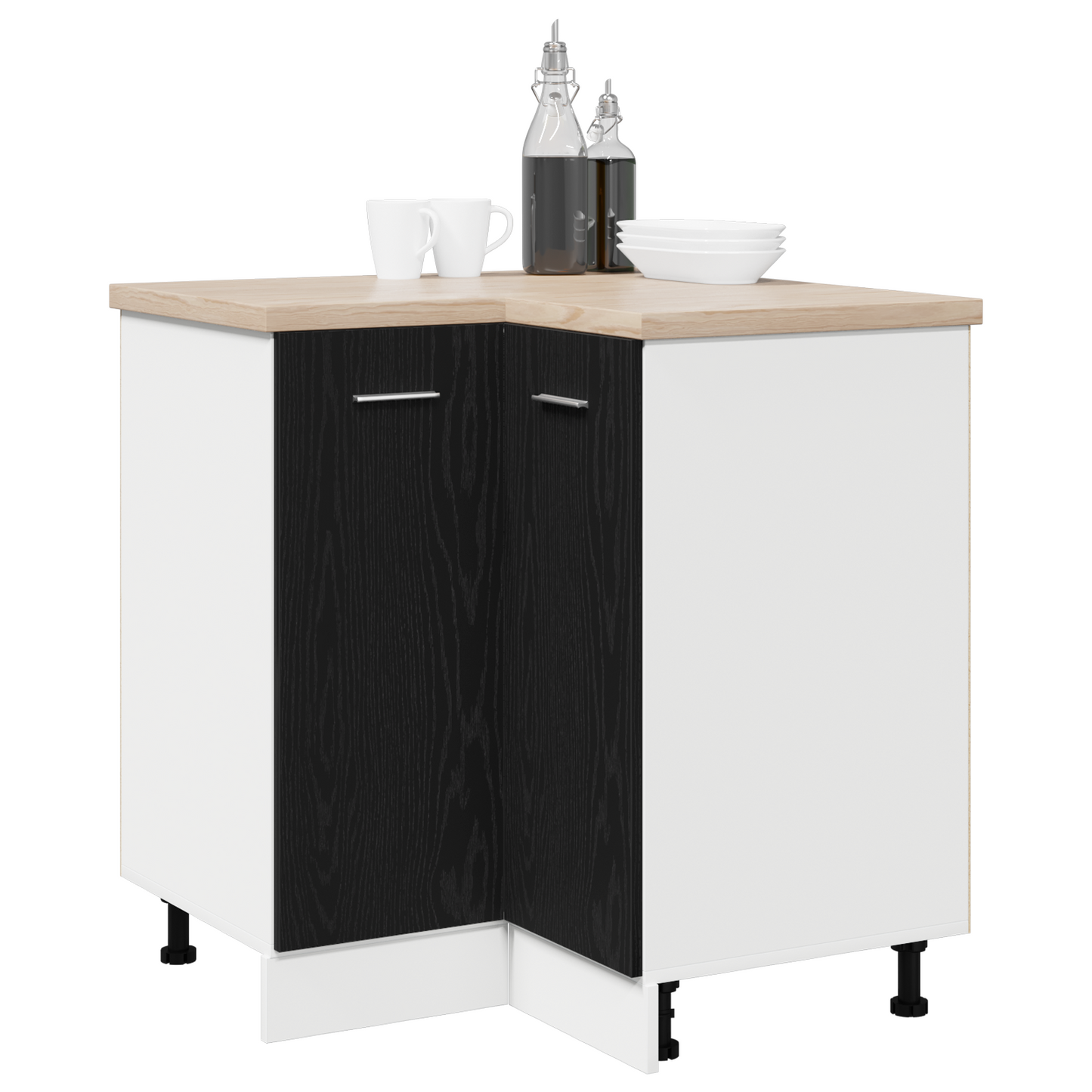 Sort Eg Hjørnebundskab - 75.5X75.5X81.5 Cm