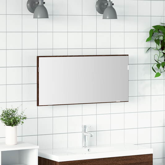 Badeværelsesspejl Brun Eg 80 X 8.5 X 37 Cm Konstrueret Træ