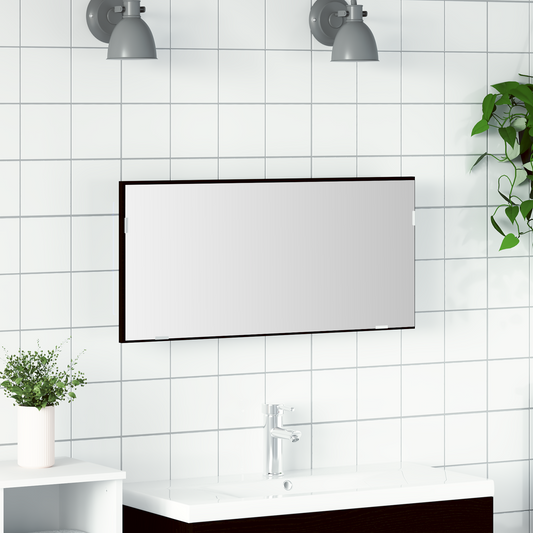Badeværelsesspejl Sort Eg 80 X 8.5 X 37 Cm Konstrueret Træ