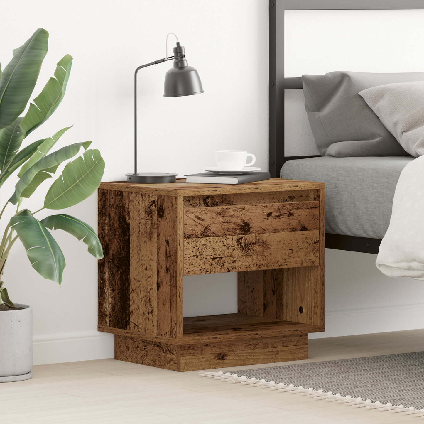 Sengebord Gammelt Træ 45X34X44 Cm Engineered Wood