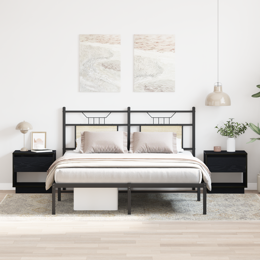 Sengebord 2 Stk Sort Eg 45X34X49 Cm Konstrueret Træ