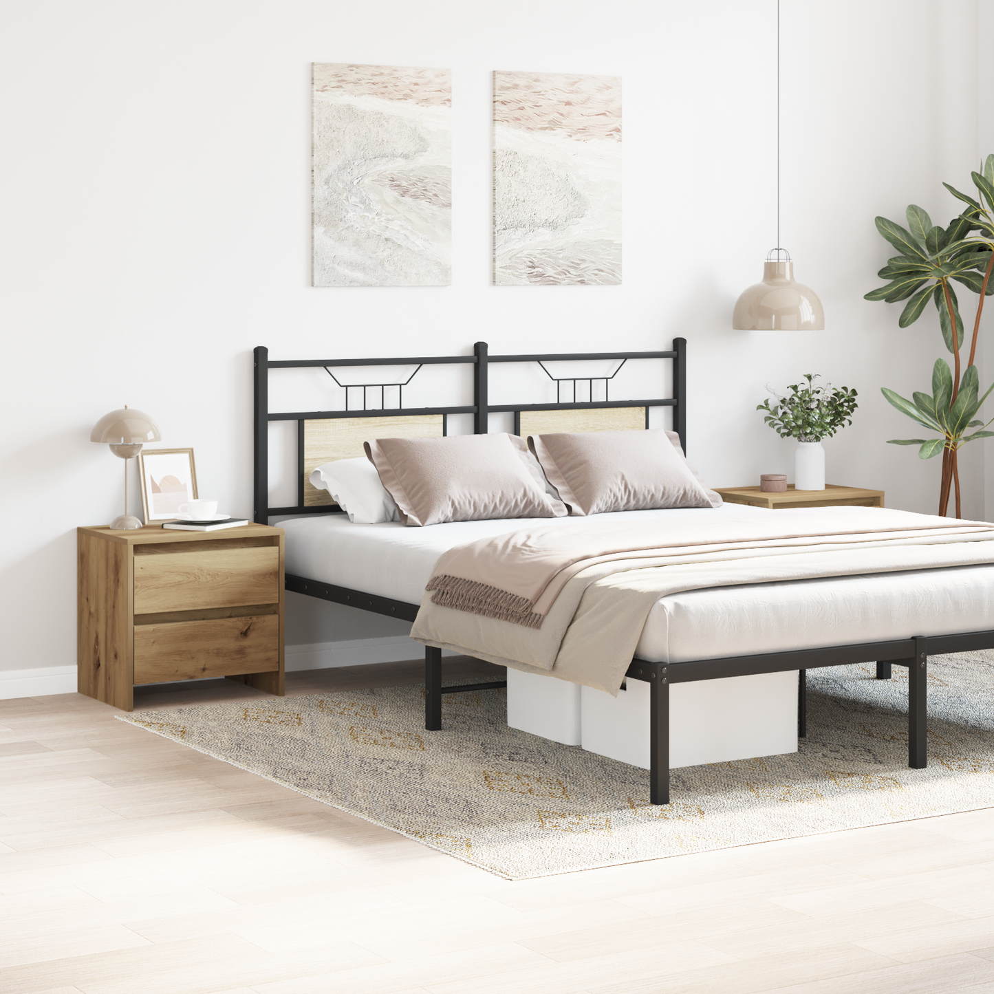 Sengebord 2 Stk Artisan Eg 45X34X44,5 Cm Konstrueret Træ