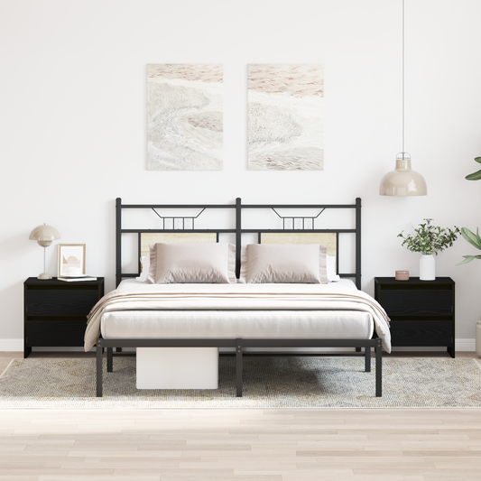 Natbord 2 Stk Sort Eg 45X34X44,5 Cm Konstrueret Træ