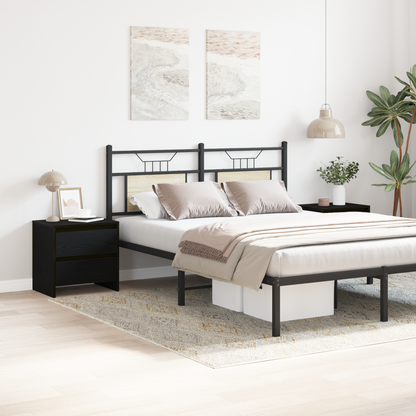 Natbord 2 Stk Sort Eg 45X34X44,5 Cm Konstrueret Træ