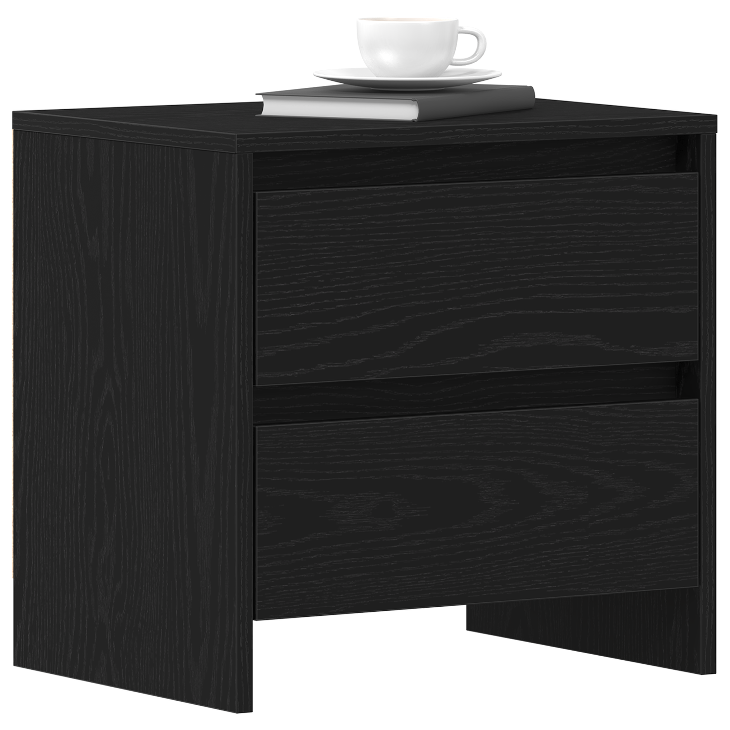 Natbord 2 Stk Sort Eg 45X34X44,5 Cm Konstrueret Træ