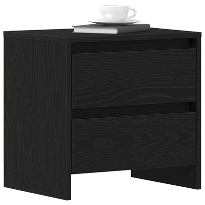 Natbord 2 Stk Sort Eg 45X34X44,5 Cm Konstrueret Træ