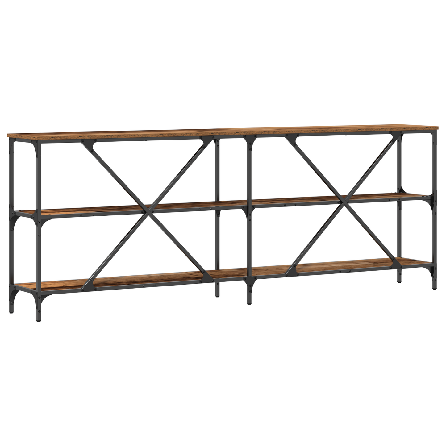 Konsolbord Gammelt Træ 200X30X75 Cm Ingeniørtræ Og Stål