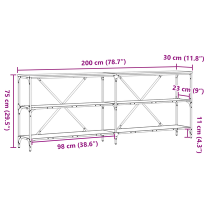 Konsolbord Gammelt Træ 200X30X75 Cm Ingeniørtræ Og Stål