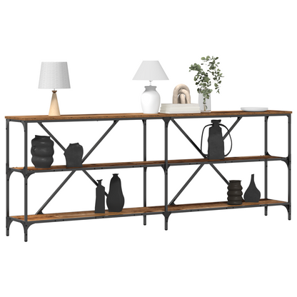 Konsolbord Gammelt Træ 200X30X75 Cm Ingeniørtræ Og Stål