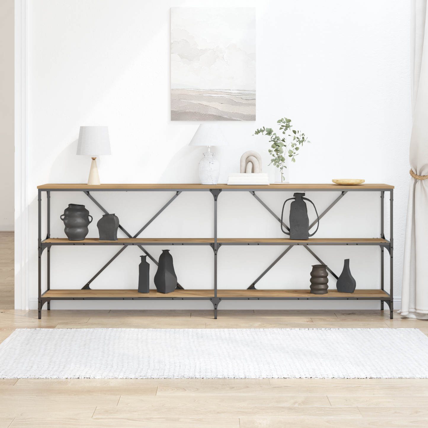 Konsolbord Artisan Eg 200X30X75 Cm Presset Træ & Stål