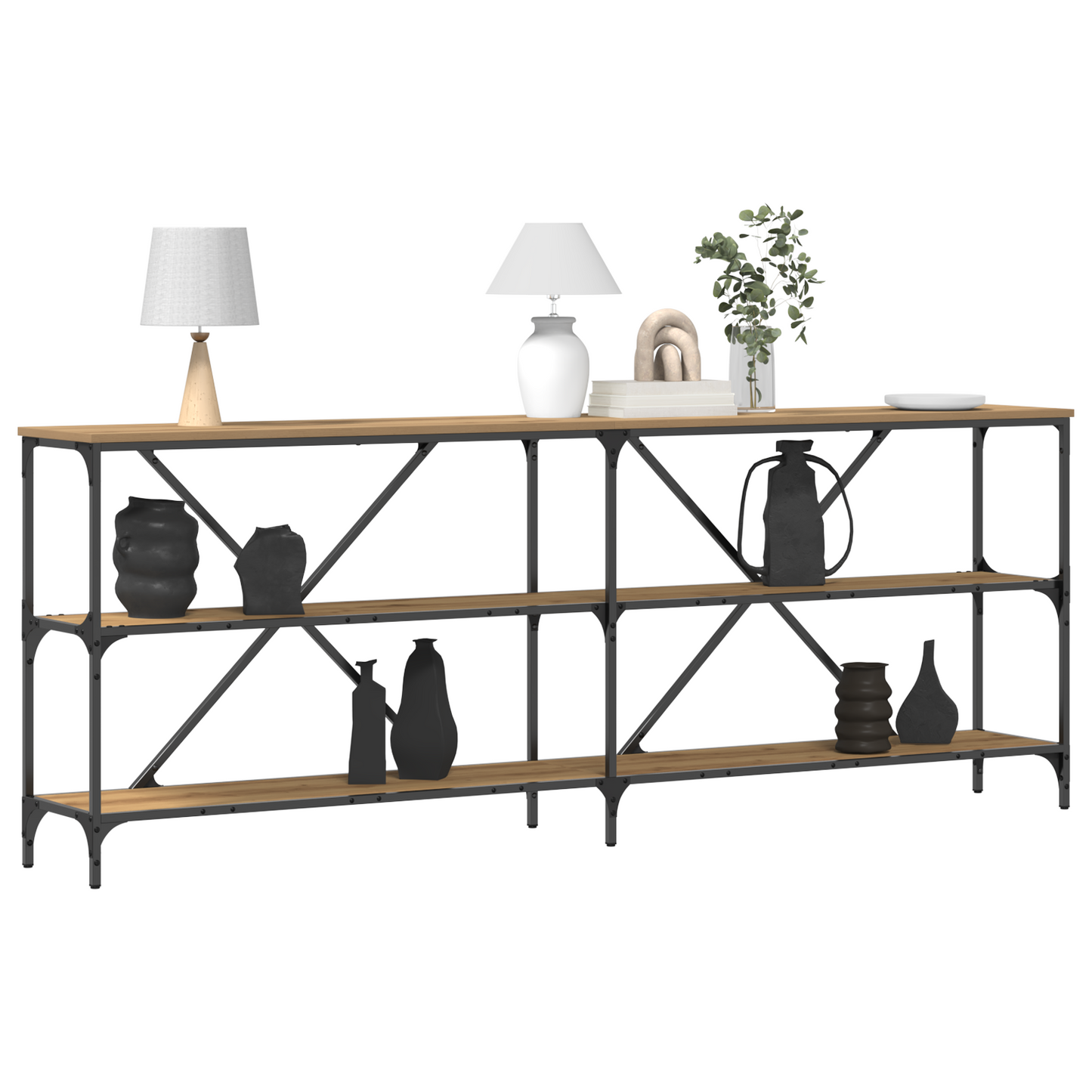 Konsolbord Artisan Eg 200X30X75 Cm Presset Træ & Stål