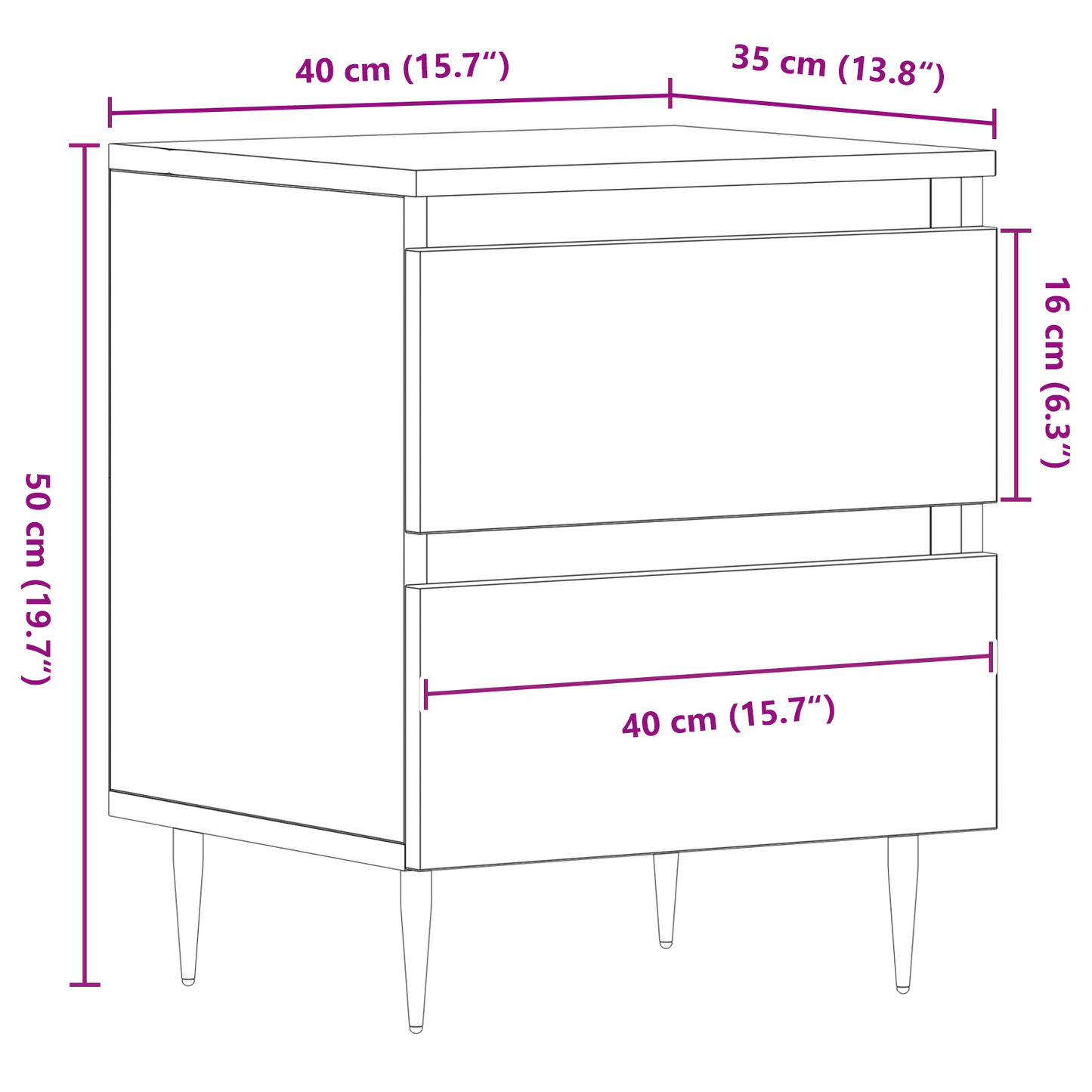 Natskabe 2 Stk Sort Eg 40X35X50 Cm Ingeniørtræ