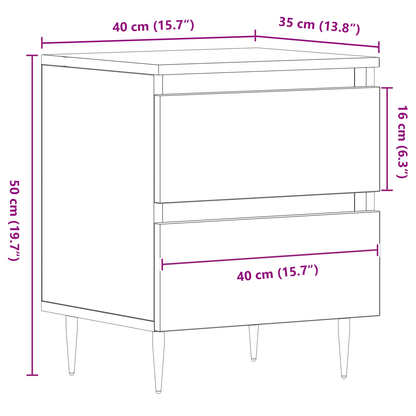 Natskabe 2 Stk Sort Eg 40X35X50 Cm Ingeniørtræ