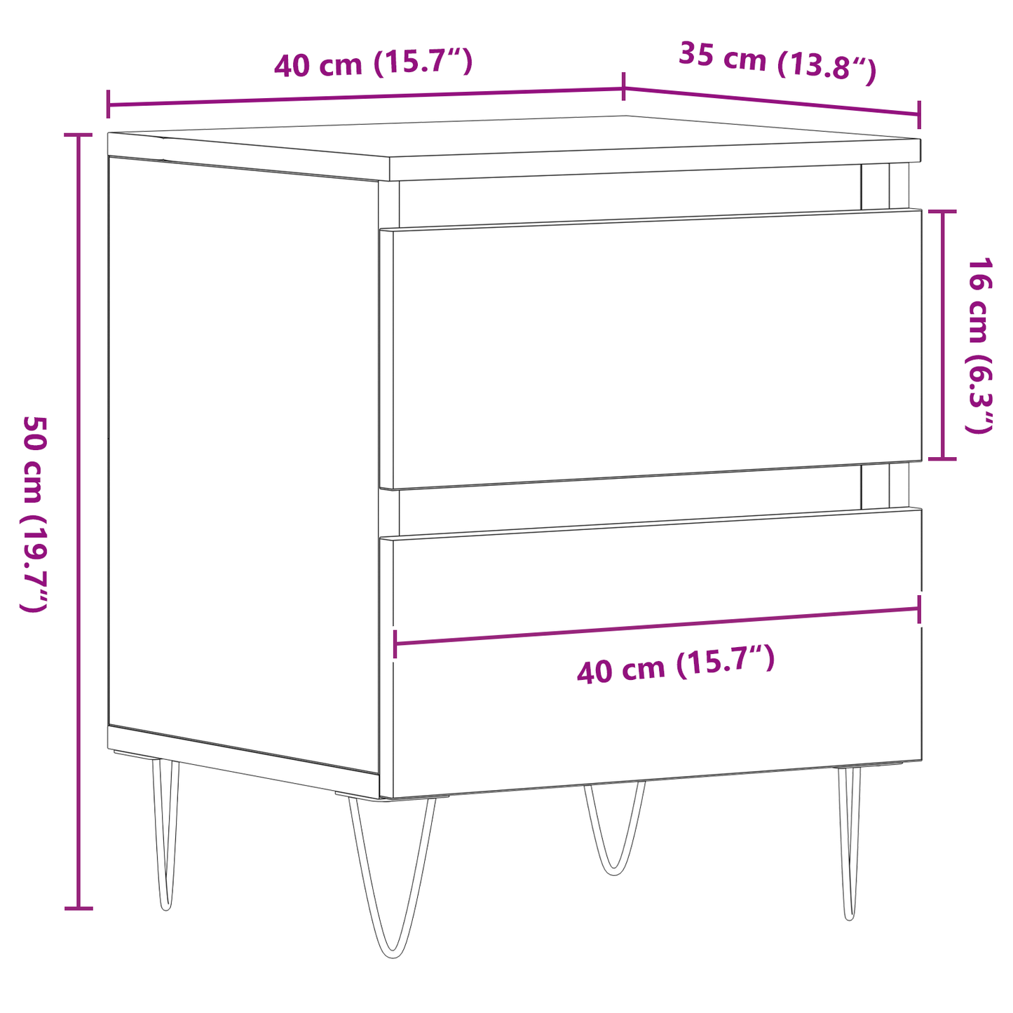 Natbord 2 Stk Artisan Eg 40X35X50 Cm Konstrueret Træ