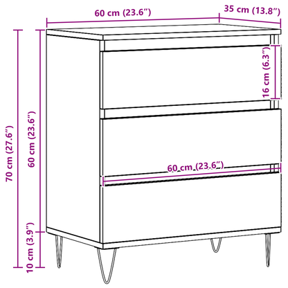 Sideboard Med Skuffe Artisan Eg 60 X 35 X 70 Cm Konstrueret Træ