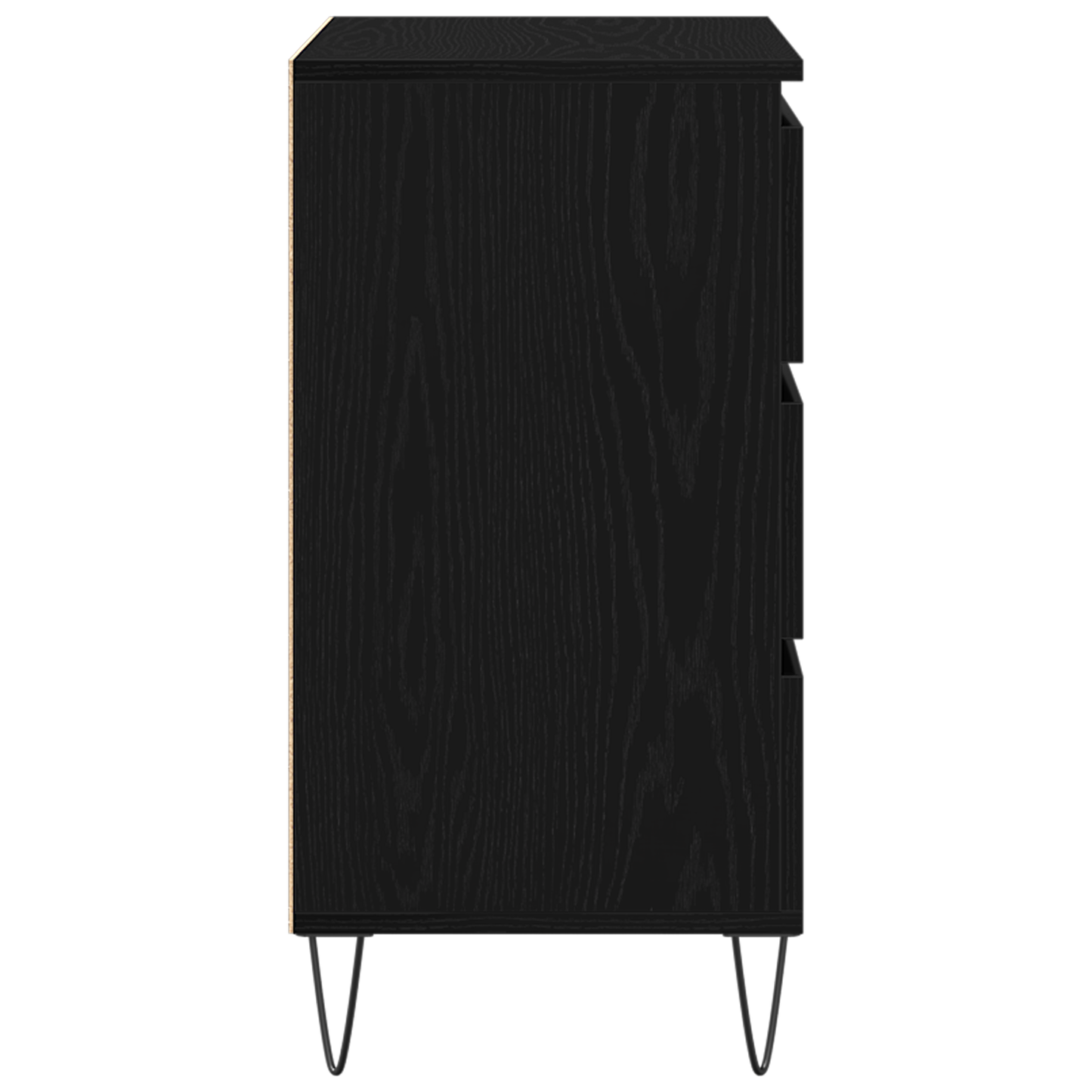 Sideboard Med Skuffe Sort Eg 60 X 35 X 70 Cm Konstrueret Træ