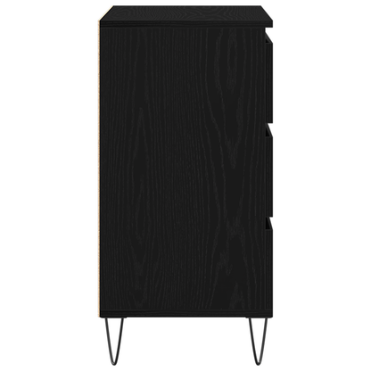 Sideboard Med Skuffe Sort Eg 60 X 35 X 70 Cm Konstrueret Træ