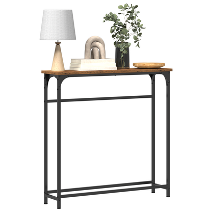 Konsolbord Gamle Træ 75X19,5X75 Cm Ingeniørtræ Og Stål