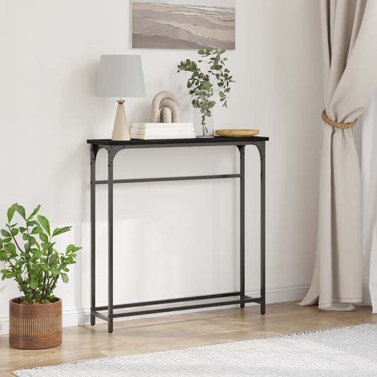 Konsolbord Sort Eg 75X19,5X75 Cm Konstrueret Træ