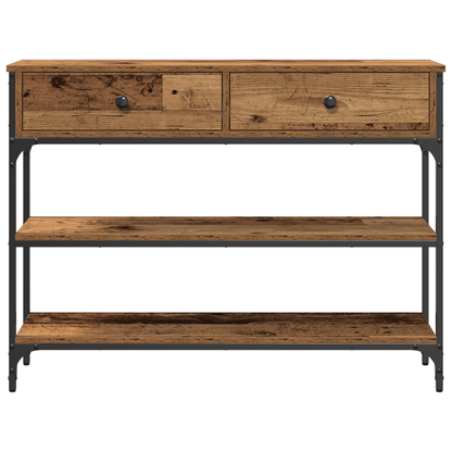 Konsolbord Gamle Træ 100X25X75 Cm Ingeniørtræ Og Stål