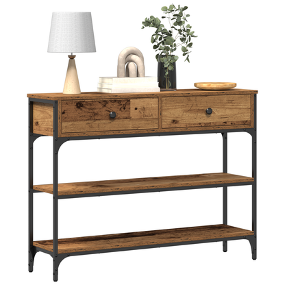 Konsolbord Gamle Træ 100X25X75 Cm Ingeniørtræ Og Stål